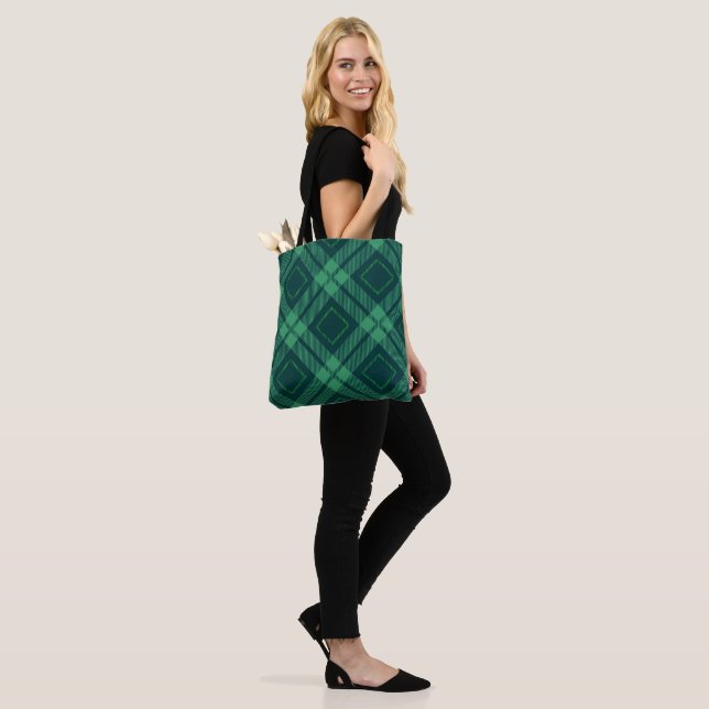 Green diamond pattern Tartan Tote Bag (On Model)