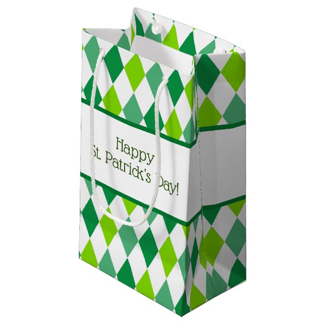 Green Diamond St. Patrick's Day Gift Bag (Front Angled)