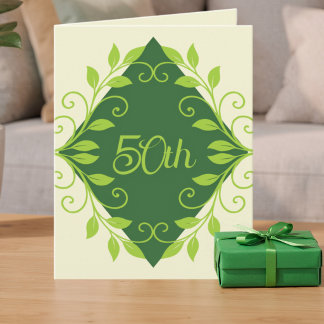Green Diamond Surrounded By Vines 50th Birthday Invitation