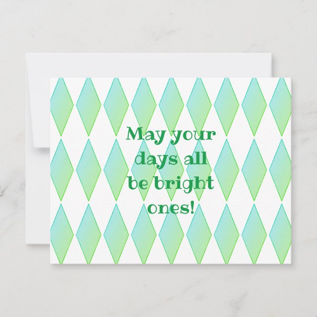 Green Diamond theme Flat Note Card with envelope (Front)