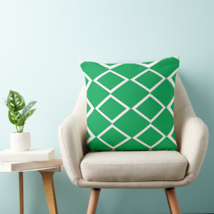 Green Diamond Triangle Geometric Pattern Cushion