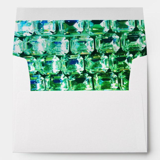 Green diamonds, green gemstone jewellery pattern  envelopes (Back (Bottom))