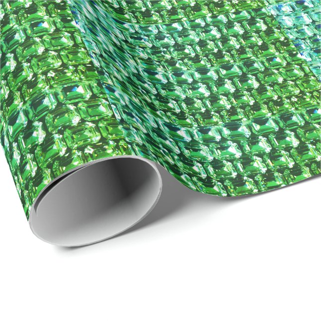 Green Diamonds, green gemstone jewellery pattern   Wrapping Paper (Roll Corner)
