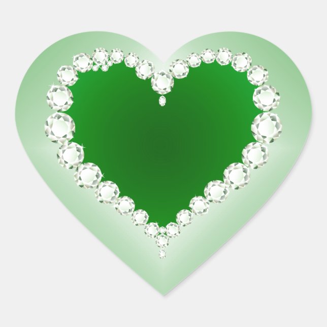 Green, Diamonds, Heart, Heart Sticker (Front)