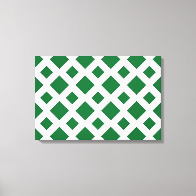 Green Diamonds on White Canvas Print (Front)