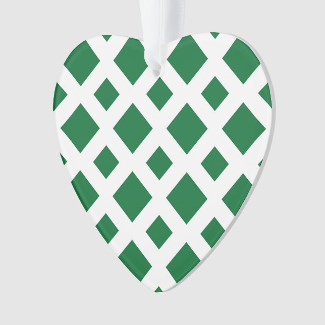 Green Diamonds on White Ornament (Front)
