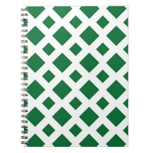 Green Diamonds on White Spiral Notebook