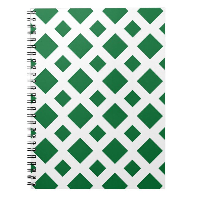 Green Diamonds on White Spiral Notebook (Front)