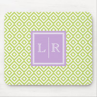 Green Diamonds Pattern and Monogram