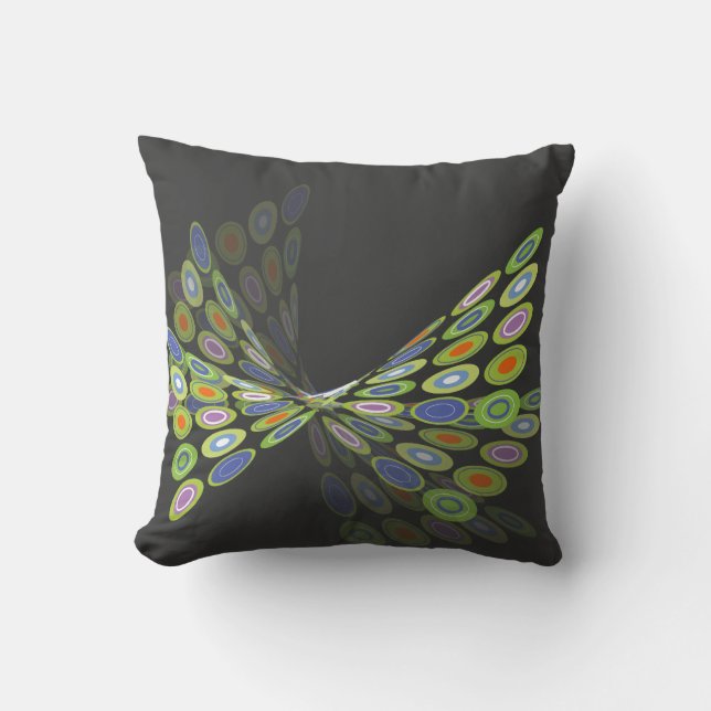 Green Digital Butterfly Graphics Art Pillow Cushio (Front)