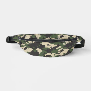 Green Digital Camouflage Pattern Bum Bags