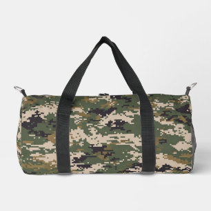 Green Digital Camouflage Pattern Duffle Bag