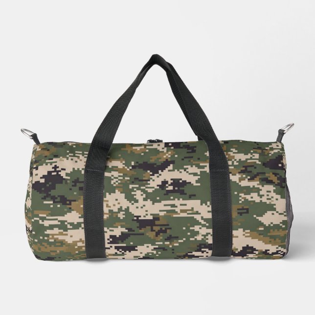 Green Digital Camouflage Pattern Duffle Bag (Front)