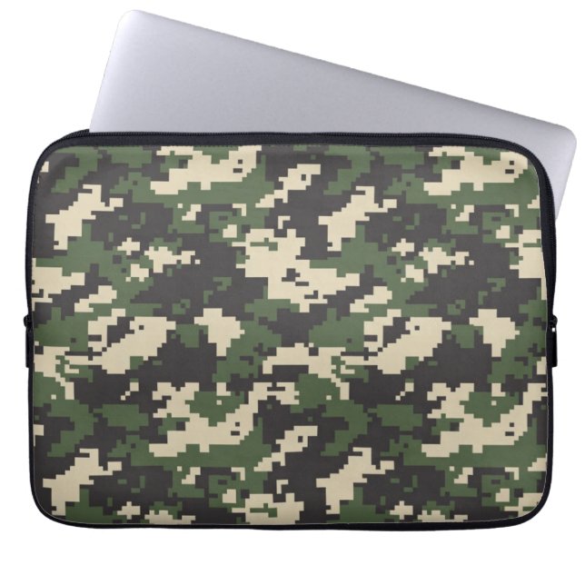 Green Digital Camouflage Pattern Laptop Sleeve (Front)