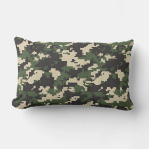 Green Digital Camouflage Pattern Lumbar Cushion