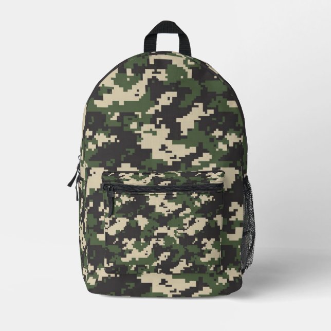 Green Digital Camouflage Pattern Printed Backpack (Front)