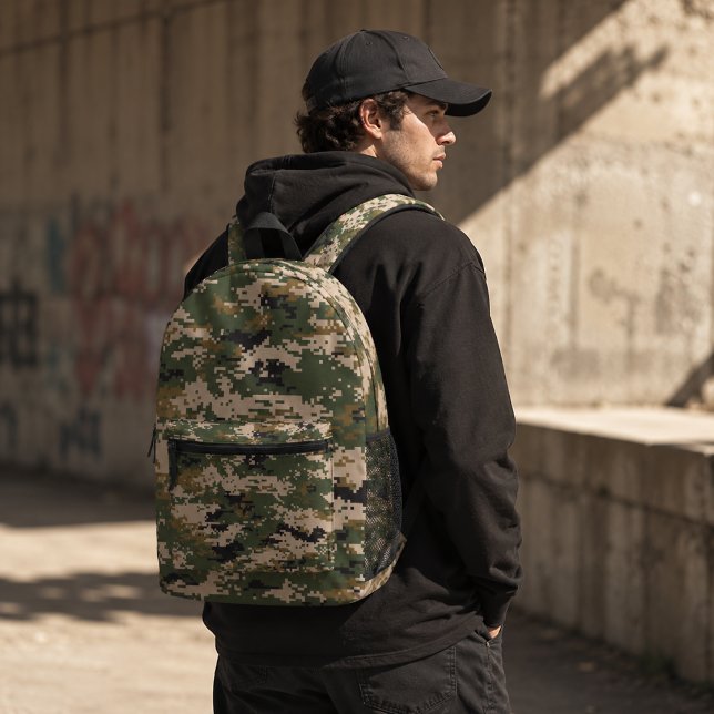 Green Digital Camouflage Pattern Printed Backpack (Creator Uploaded)