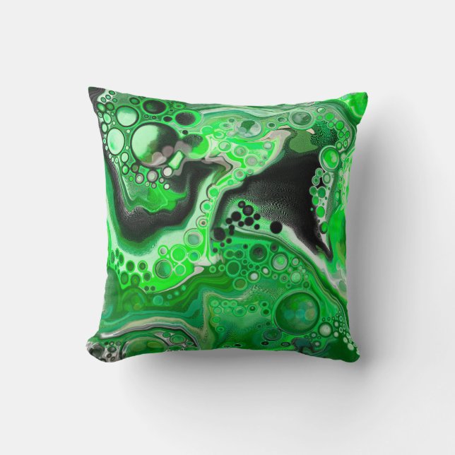 Green Digital Fluid Marble Art    Cushion (Front)