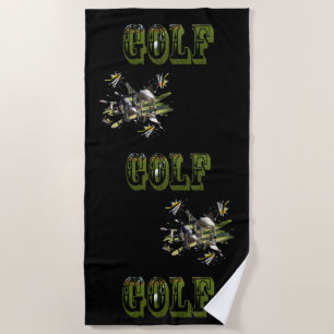 Green Dimensional Golf Picture logo, Beach Towel