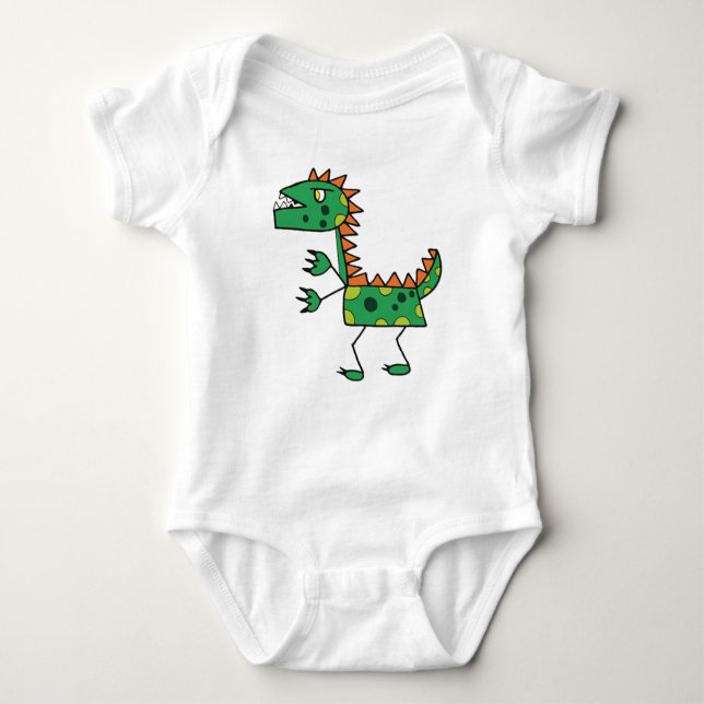 Green Dino Baby Jersey Bodysuit (Front)