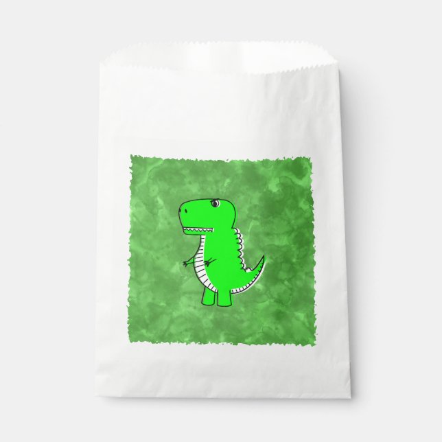 Green Dino Watercolor Baby Shower Favour Bags (Front)