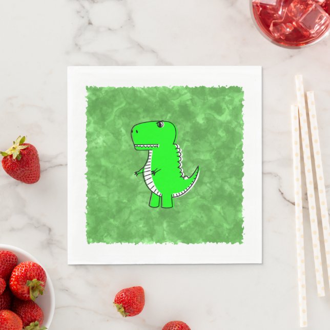 Green Dino Watercolor Baby Shower  Napkin (Insitu)