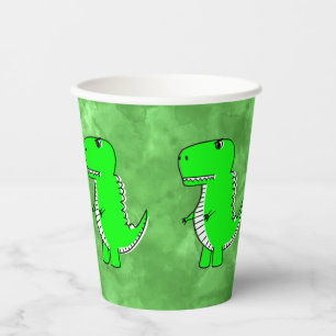 Green Dino Watercolor Baby Shower  Paper Cups