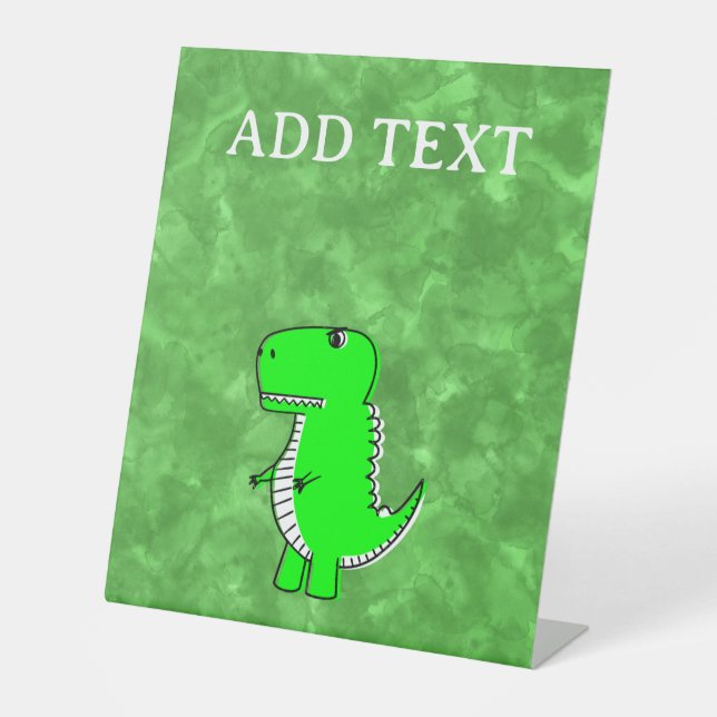 Green Dino Watercolor Baby Shower Pedestal Sign (Front)
