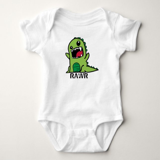 Green Dinosaur baby outfit Baby Bodysuit (Front)