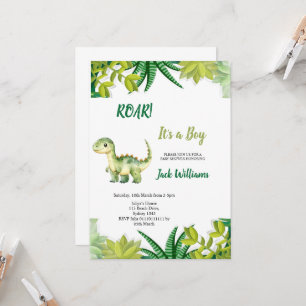  GREEN DINOSAUR  BABYSHOWER  INVITATION