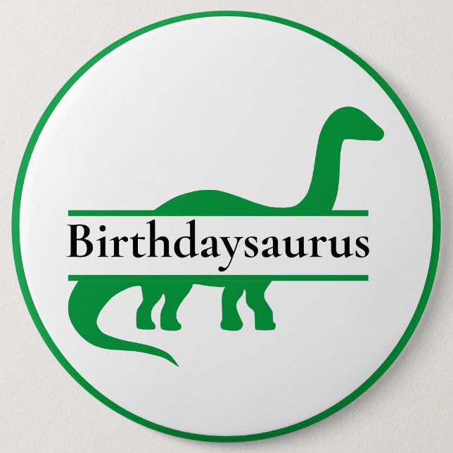 Green Dinosaur Birthday Button (Front)