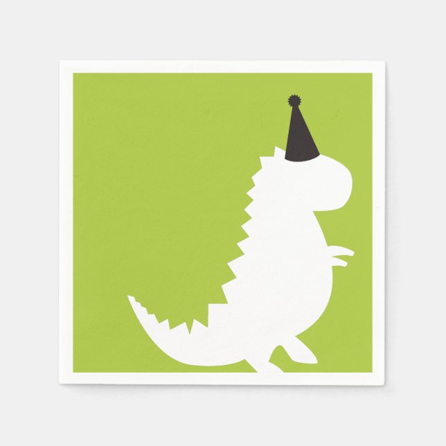 Green Dinosaur birthday theme Boy baby shower Napkin (Front)