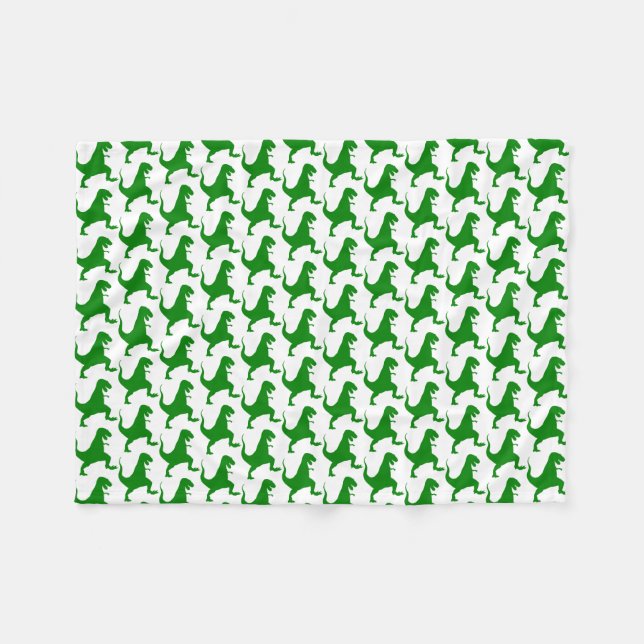 Green Dinosaur Christmas Fleece Blanket (Front (Horizontal))