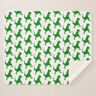 Green Dinosaur Christmas Sherpa Blanket