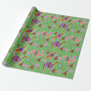 Green Dinosaur Christmas Wrapping Paper