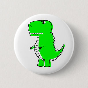 Green Dinosaur Drawing 6 Cm Round Badge