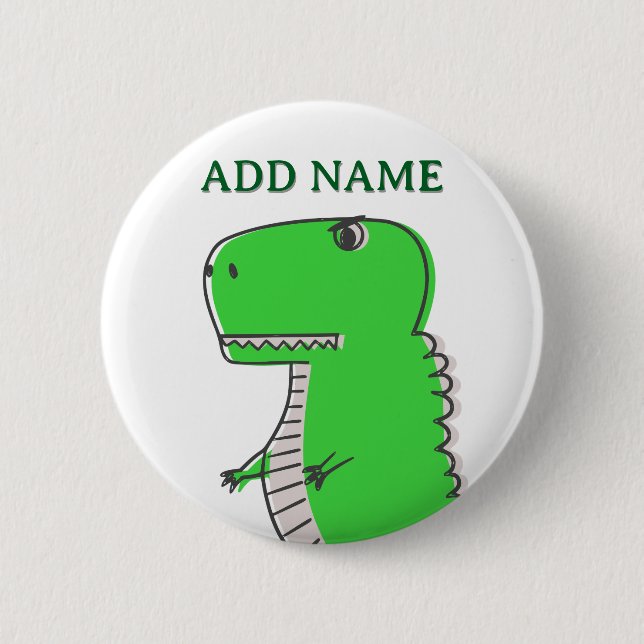 Green Dinosaur Drawing Button (Front)