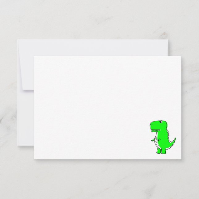 Green Dinosaur Drawing Custom Blank Card (Front)