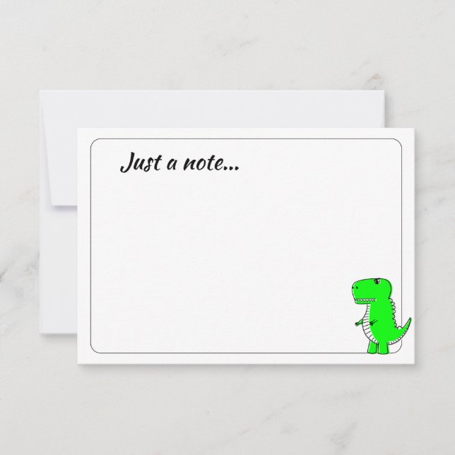 Green Dinosaur Drawing Custom Just a Note Card (Front)