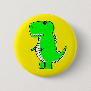 Green Dinosaur Drawing Yellow 6 Cm Round Badge