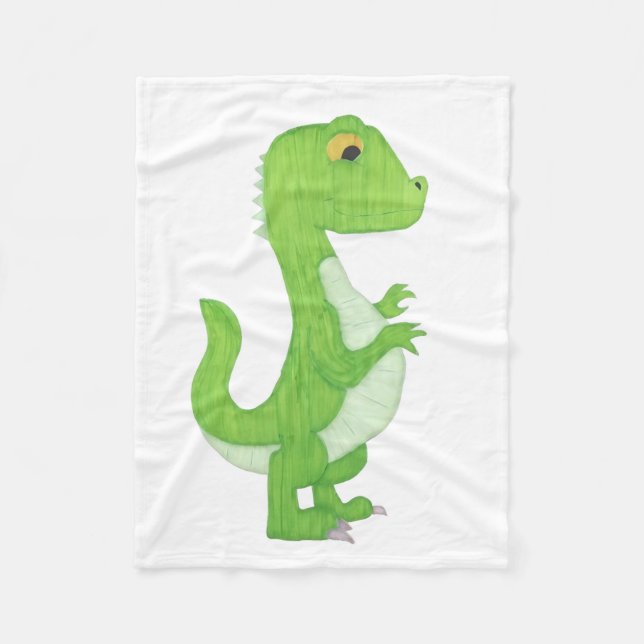 Green Dinosaur Fleece Blanket (Front)