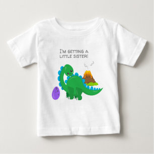 Green Dinosaur Getting a Little Sister Baby T-Shirt