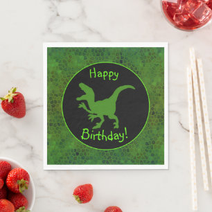 Green Dinosaur Hide Happy Birthday! Napkin