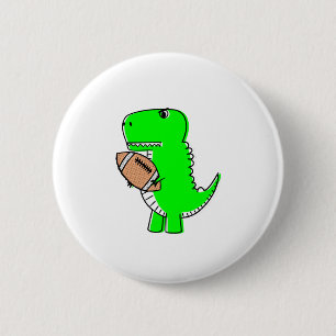 Green Dinosaur Loves Football 6 Cm Round Badge
