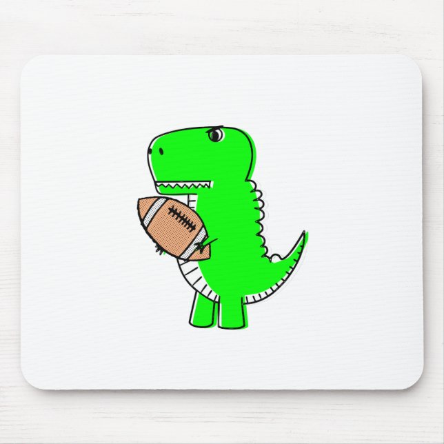 Green Dinosaur Loves Football Mouse Pad (Front)