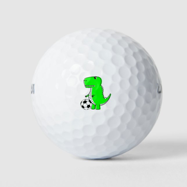 Green Dinosaur Loves Soccer Golf Balls (Front)