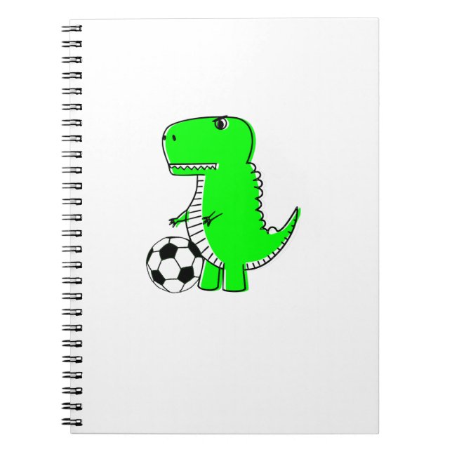 Green Dinosaur Loves Soccer Notebook (Front)
