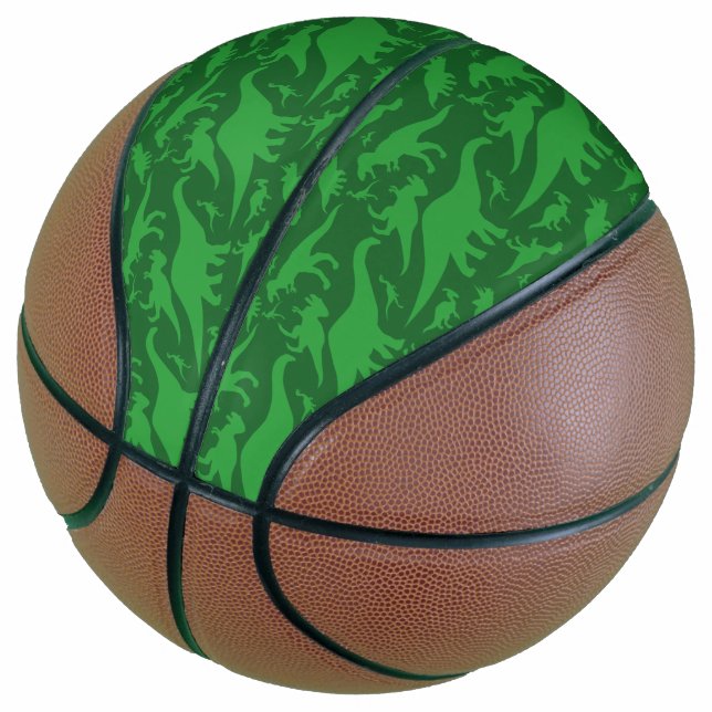 Green Dinosaur Pattern Basketball (Angled)