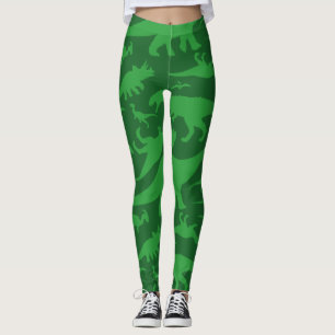 Green Dinosaur Pattern Leggings