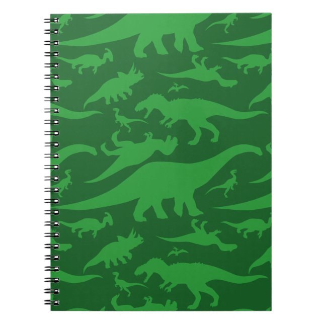 Green Dinosaur Pattern Spiral Notebook (Front)